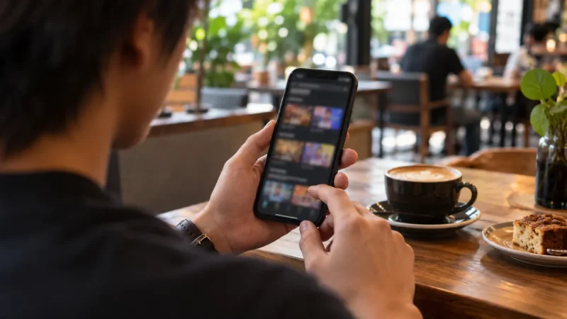 Mobile phone showing a casino website interface