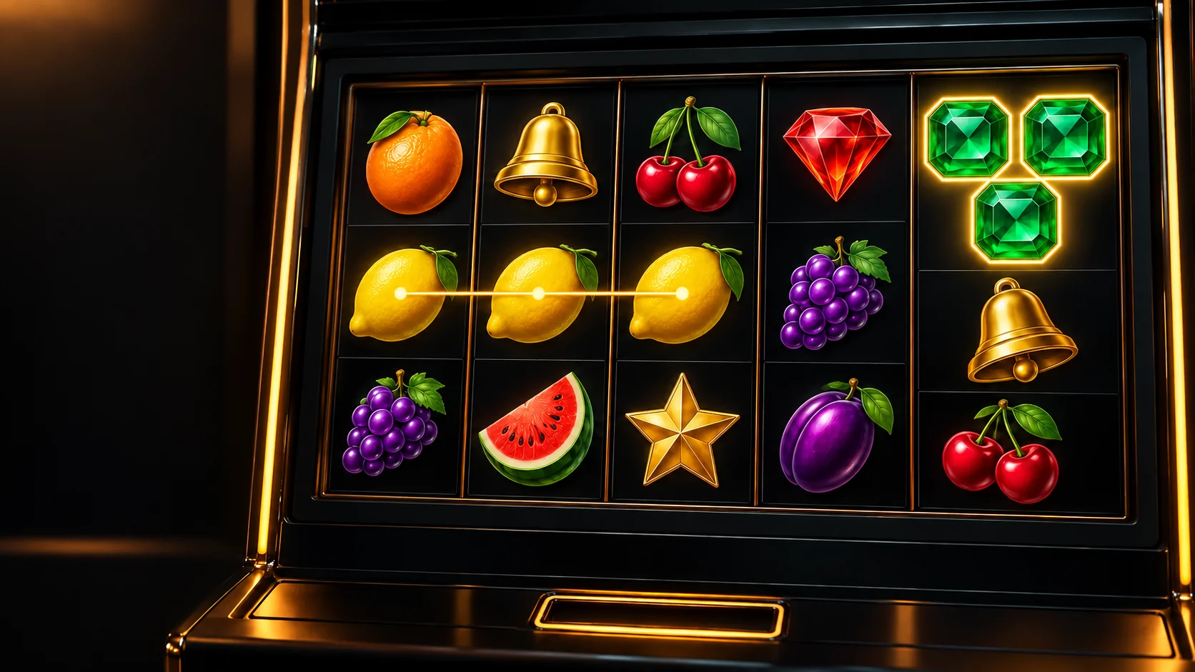 Slot machine illustrating paylines, ways and cluster pays in Thai slots